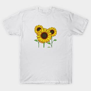 Cartoon three sunflowers T-Shirt